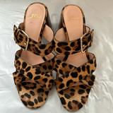 J. Crew Shoes | J.Crew Ankle Strap Leopard Print High Heel Sandals Size 10 | Color: Brown/Tan | Size: 10