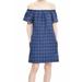 Madewell Dresses | Madewell Blue Plaid Flannel Linen Blend Off Shoulder Shift Dress 12 Msrp 128 | Color: Black/Blue | Size: 12