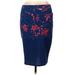 Lularoe Casual Pencil Skirt Knee Length: Blue Print Bottoms - Women's Size Large