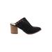 Dolce Vita Mule/Clog: Slip-on Chunky Heel Casual Black Solid Shoes - Women's Size 8 - Almond Toe