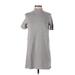 Trafaluc by Zara Casual Dress - Shift High Neck Short sleeves: Gray Marled Dresses - Women's Size Small