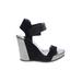 Pedro Garcia Wedges: Black Shoes - Women's Size 6 1/2 - Open Toe