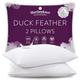 Slumberdown Duck Feather Pillows 2 Pack - Hotel Quality Made in the UK Medium Firm Bed Pillow for Back Pain Relief - Soft & Comfy 100% Luxury Cotton Cover, Hypoallergenic Natural Pillows (48 x 74cm)