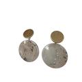 Madewell Jewelry | Madewell Fashion Earrings Goldtone Circle With Drop Gray Tone Circle | Color: Cream/Gold | Size: Os