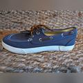 Polo By Ralph Lauren Shoes | Mens Blue And White Polo Ralph Lauren Boat Shoes Size 9d | Color: Blue/White | Size: 9