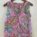 Lilly Pulitzer Tops | Lilly Pulitzer Pink Multicolor Shells 1/4 Button Front Sleeveless Top Size S | Color: Blue/Pink | Size: S