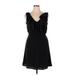 H&M Casual Dress - Party V-Neck Sleeveless: Black Print Dresses - Women's Size X-Large