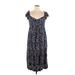 Draper James Casual Dress - A-Line V-Neck Short sleeves: Blue Floral Dresses - Women's Size X-Large