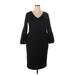 ELOQUII Casual Dress - Sheath V-Neck 3/4 sleeves: Black Solid Dresses - Women's Size 18 Plus