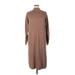 Banana Republic Casual Dress - Sweater Dress High Neck 3/4 sleeves: Brown Solid Dresses - Women's Size X-Large