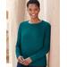 Blair Soft Spun® Acrylic Long Sleeve Jewel Neck Sweater - Green - M - Misses