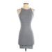 American Apparel Casual Dress - Bodycon High Neck Sleeveless: Gray Marled Dresses - Women's Size Small