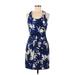 Karen by Karen Kane Casual Dress - Sheath Scoop Neck Sleeveless: Blue Floral Dresses - Women's Size Medium