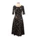 Connected Apparel Casual Dress: Black Damask Dresses - Women's Size 10