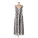 Sienna Sky Casual Dress - Midi: Gray Snake Print Dresses - Women's Size Large