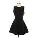 JOA Casual Dress - A-Line Crew Neck Sleeveless: Black Solid Dresses - Women's Size X-Small