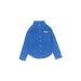 Columbia Long Sleeve Button Down Shirt: Blue Solid Tops - Kids Girl's Size 4