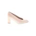 Stuart Weitzman Heels: Slip On Chunky Heel Classic Ivory Print Shoes - Women's Size 6 - Almond Toe