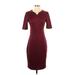 HOTOUCH Casual Dress - Sheath: Burgundy Solid Dresses - Women's Size Small