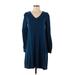 Ann Taylor LOFT Casual Dress - Sweater Dress: Blue Dresses - Women's Size Small