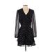 Free Generation Casual Dress - Mini V-Neck Long sleeves: Black Dresses - Women's Size Small