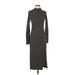 Wild Fable Casual Dress - Midi High Neck 3/4 sleeves: Black Print Dresses - Women's Size Medium