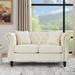58.8" Beige Button Tufted 2 Seater Sofa Classic Velvet Sofa with Nailhead Rolled Armrests and 2 Pillows for Living Room