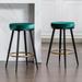 24" Bar Stools Set of 2 for Kitchen Island, Swivel Round Counter Height Stool with Golden Metal Footrest,2PCS Blue - 2PCS