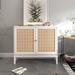 Natural rattan 2 door cabinet, with 1 Adjustable Inner Shelves, rattan, Accent Storage Cabinet