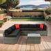 5-Piece Outdoor Furniture Set, Patio Conversation Set with 2 Pillows and Coffee Table, Outside Sectional Sofa Set with Cushions