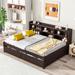 Elegant Design Full Size Platform Bed, Daybed with Side Bookcase, Drawers,Espresso