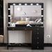 Boahaus Makeup Vanity Desk, 7 Drawers, Lights, Black, USB Outlet