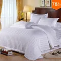 Quilt Case for Bed Top 5 Stars Hotel Quality Smooth Glossy Full Cotton White Parallel Lines 100%