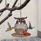 Owl Shaped Feeder and a Solar Bird Feeder Heavy Duty Copper Metal Mesh Wildfinch Feeder for Outdoor