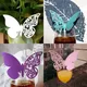 50pcs Purple Blue Pink White Shiny Butterfly Name Cards Seat Place Card Wine Glass Cup Paper Card