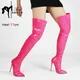 Spring/Autumn Boots For Women Shiny PU Stretch Boots 11CM Over-the-Knee Boots Pointed Toe Thin Heels