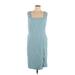 Ann Taylor Casual Dress - Sheath Square Sleeveless: Teal Print Dresses - New - Women's Size 12 Petite