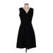 Calvin Klein Casual Dress - A-Line V-Neck Sleeveless: Black Solid Dresses - Women's Size 8