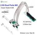 IOCREST M.2 to Dual Port 2.5G Ethernet NIC Network Card M.2 22*80mm size B Key and M Key 2500 Mbps