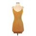 Sage the Label Casual Dress - Bodycon V-Neck Sleeveless: Gold Dresses - Women's Size X-Small