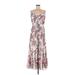 NANETTE Nanette Lepore Casual Dress - A-Line Strapless Sleeveless: Ivory Floral Dresses - Women's Size 8