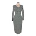 Summer and Sage Casual Dress - Sheath Scoop Neck 3/4 sleeves: Green Stripes Dresses - Women's Size Medium