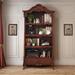 STAR BANNER American Vintage Bookcase Solid Wood Carved Living Storage Bookcase Wood in Brown | 78.74 H x 35.43 W x 14.96 D in | Wayfair