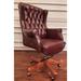 Charlton Home® Ageet Genuine Leather Executive Chair Wood/Upholstered in Brown/Red | Wayfair 41CCD62519F149B6A244BF50D668DF27