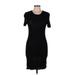 American Apparel Casual Dress - Bodycon Crew Neck Short sleeves: Black Print Dresses - Women's Size Medium