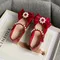 Sweet Gril Shoes Spring New Fashion Princess Shoes Red Pearl Flat Shoe Soft Sole Kids Shoe Mary Jane