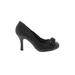 Deb Heels: Pumps Stiletto Cocktail Party Black Solid Shoes - Women's Size 7 - Round Toe