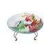 Plow & Hearth Tabletop Bird Bath Pedestal w/ Scroll Legs Glass in Green/Red/White | 4.9 H x 14.2 W x 14.2 D in | Wayfair 59Q99