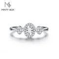 MINTYBOX Oval Cut 5*3 Moissanite Rings for Women Solid 925 Sliver 18K Yellow Gold Plated Engagement