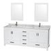 Wyndham Collection Sheffield 80" Double Bathroom Vanity Set w/ Mirror Wood/Stone in White | 35 H x 80 W x 22 D in | Wayfair WCS141480DWHCMUNSM24